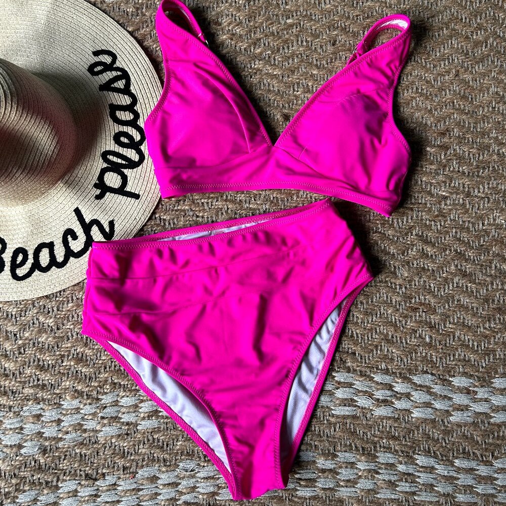 High Waisted Hot Pink Bikini